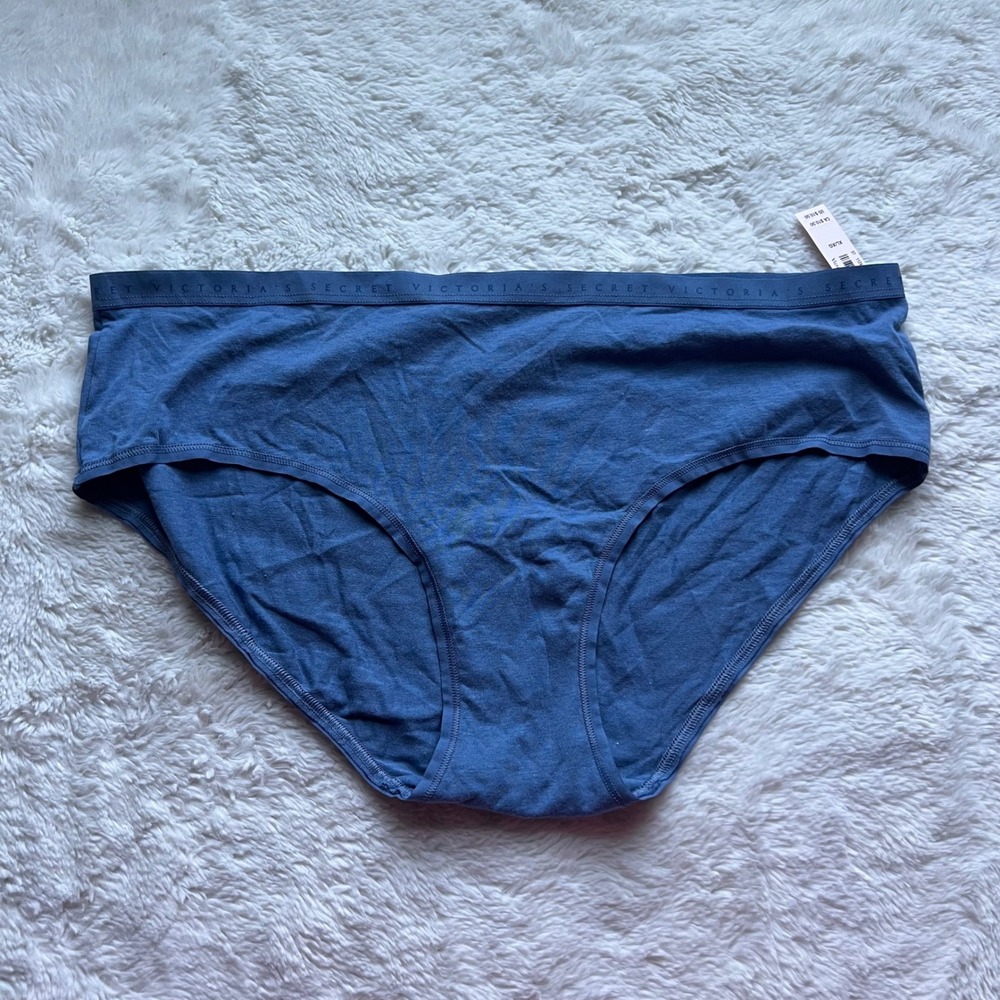 Victorias Secret Blue Hiphugger Hipster Panty Logo Waistband XL NWT 11244850 New
